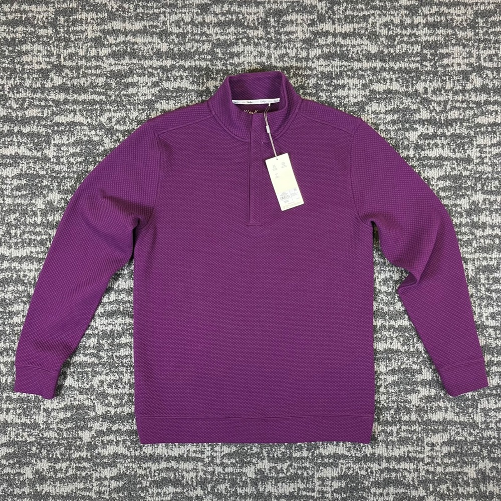 Walter Hagen Clubhouse 1/4 Zip Mens Small Beet Purple Midweight Golf Pullover